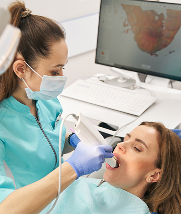 patient having oral cancer screening treatment by dentist