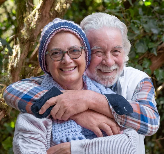 old couple having dentures and get a perfect smile